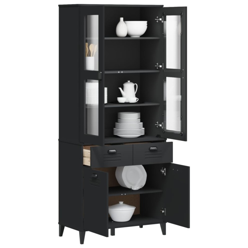 vidaXL Highboard VIKEN Schwarz 80x40x190 cm Massivholz Kiefer vidaXL Highboard VIKEN Schwarz 80x40x190 cm Massivholz Kiefer