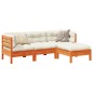 vidaXL 4-tlg. Garten-Sofagarnitur mit Kissen Wachsbraun Kiefernholz vidaXL 4-tlg. Garten-Sofagarnitur mit Kissen Wachsbraun Kiefernholz