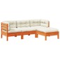 vidaXL 4-tlg. Garten-Sofagarnitur mit Kissen Wachsbraun Kiefernholz vidaXL 4-tlg. Garten-Sofagarnitur mit Kissen Wachsbraun Kiefernholz