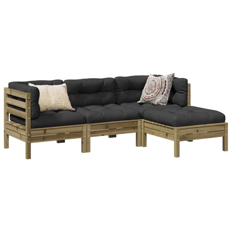 vidaXL 4-tlg. Garten-Sofagarnitur mit Kissen Kiefernholz Imprägniert vidaXL 4-tlg. Garten-Sofagarnitur mit Kissen Kiefernholz Imprägniert
