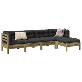 vidaXL 5-tlg. Garten-Sofagarnitur mit Kissen Kiefernholz Imprägniert