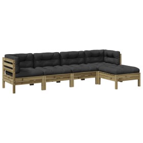 vidaXL 5-tlg. Garten-Sofagarnitur mit Kissen Kiefernholz Imprägniert