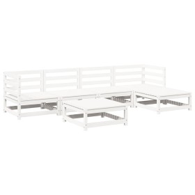 vidaXL 6-tlg. Garten-Sofagarnitur Weiß Massivholz Kiefer