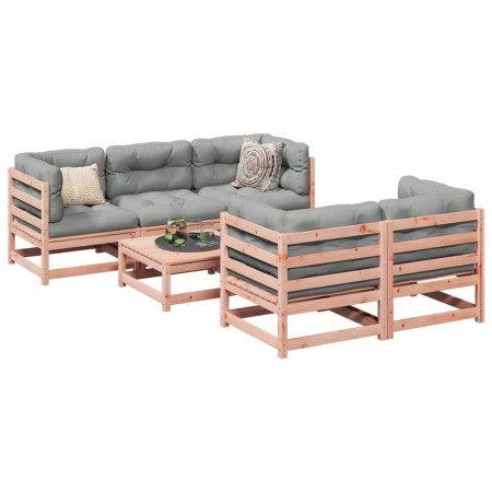 vidaXL 6-tlg. Garten-Sofagarnitur mit Kissen Massivholz Douglasie
