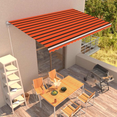 vidaXL Einziehbare Markise Handbetrieben 500 x 300 cm Orange und Braun