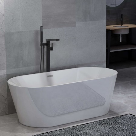 vidaXL Freistehende Badewanne und Wasserhahn 220 L 90 cm Schwarz