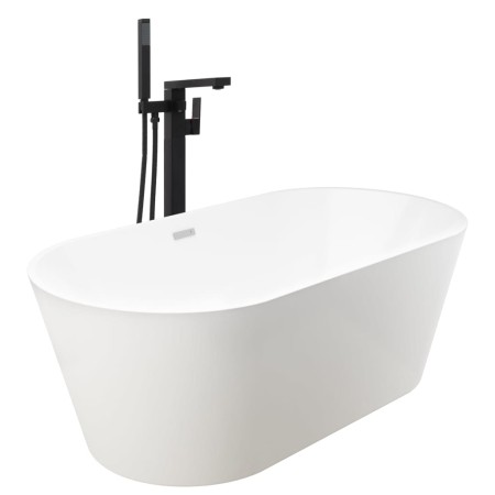 vidaXL Freistehende Badewanne und Wasserhahn 220 L 90 cm Schwarz