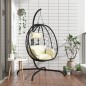 vidaXL Hängesessel Ei mit Kissen Cremeweiß Poly Rattan & Stahl vidaXL Hängesessel Ei mit Kissen Cremeweiß Poly Rattan & Stahl