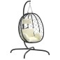 vidaXL Hängesessel Ei mit Kissen Cremeweiß Poly Rattan & Stahl vidaXL Hängesessel Ei mit Kissen Cremeweiß Poly Rattan & Stahl