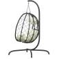 vidaXL Hängesessel Ei mit Kissen Cremeweiß Poly Rattan & Stahl vidaXL Hängesessel Ei mit Kissen Cremeweiß Poly Rattan & Stahl