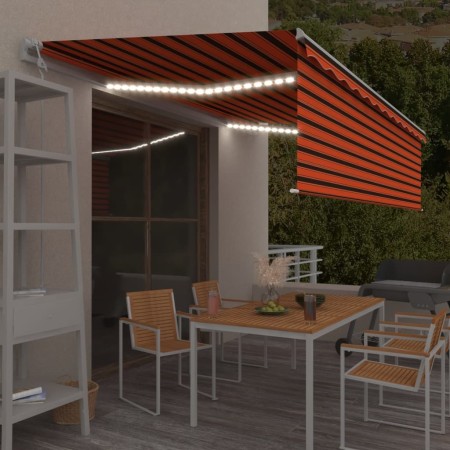 vidaXL Markise Automatisch mit Rollo LED Windsensor 5x3m Orange Braun 