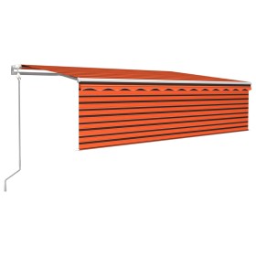 vidaXL Markise Automatisch mit Rollo LED Windsensor 5x3m Orange Braun 