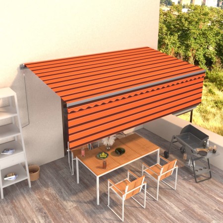 vidaXL Markise Automatisch Einziehbar mit Volant 5x3 m Orange & Braun