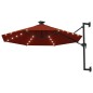 vidaXL Sonnenschirm Wandmontage mit LEDs Metallmast 300 cm Terrakotta vidaXL Sonnenschirm Wandmontage mit LEDs Metallmast 300 cm Terrakotta
