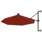vidaXL Sonnenschirm Wandmontage mit LEDs Metallmast 300 cm Terrakotta vidaXL Sonnenschirm Wandmontage mit LEDs Metallmast 300 cm Terrakotta