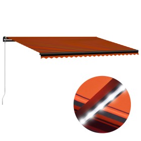   vidaXL Markise Manuell Einziehbar mit LED 500x300 cm Orange & Braun