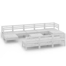vidaXL 11-tlg. Garten-Lounge-Set Weiß Massivholz Kiefer