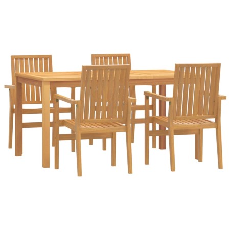 vidaXL 5-tlg. Garten-Essgruppe Massivholz Teak