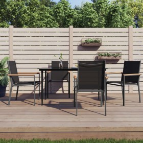 vidaXL 5-tlg. Garten-Essgruppe Schwarz Textilene und Stahl
