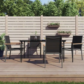 vidaXL 5-tlg. Garten-Essgruppe Schwarz Textilene und Stahl