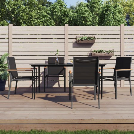 vidaXL 5-tlg. Garten-Essgruppe Schwarz Textilene und Stahl