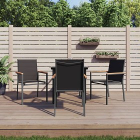 vidaXL 5-tlg. Garten-Essgruppe Schwarz Textilene und Stahl