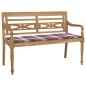 vidaXL Batavia-Gartenbank Rotes Karomuster-Kissen 120 cm Teak Massiv vidaXL Batavia-Gartenbank Rotes Karomuster-Kissen 120 cm Teak Massiv