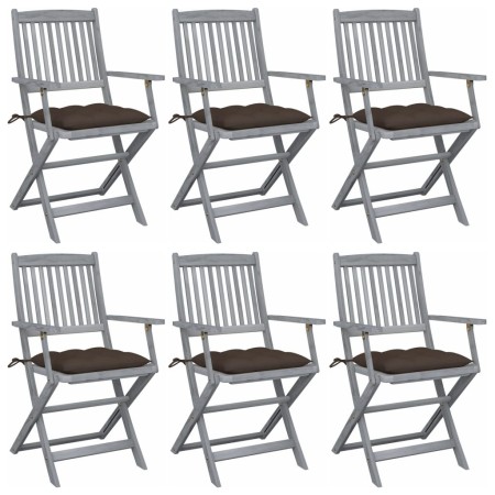 vidaXL Klappbare Gartenstühle 6 Stk. mit Kissen Massivholz Akazie