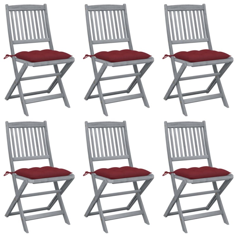 vidaXL Klappbare Gartenstühle 6 Stk. mit Kissen Massivholz Akazie vidaXL Klappbare Gartenstühle 6 Stk. mit Kissen Massivholz Akazie