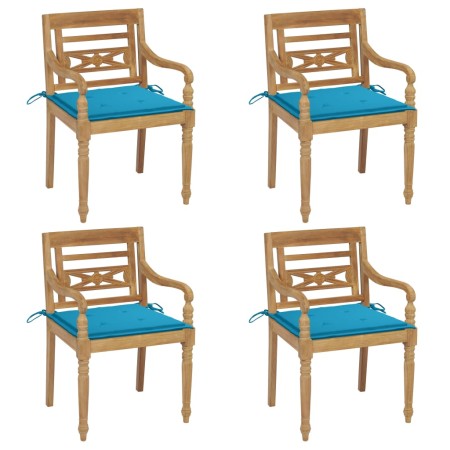 vidaXL Batavia-Stühle mit Kissen 4 Stk. Massivholz Teak