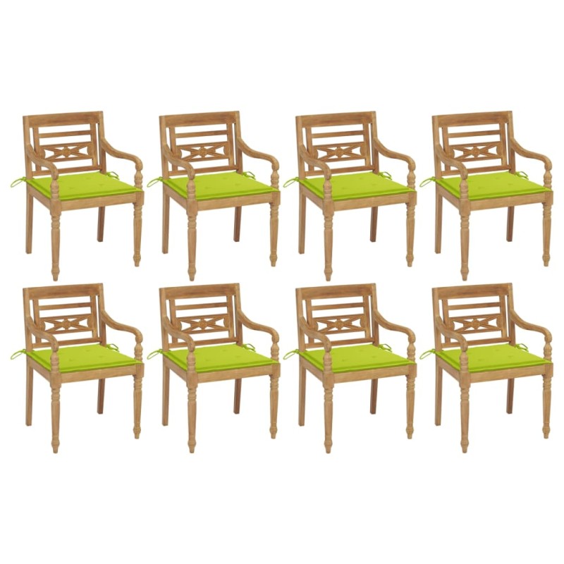 vidaXL Batavia-Stühle mit Kissen 8 Stk. Massivholz Teak vidaXL Batavia-Stühle mit Kissen 8 Stk. Massivholz Teak