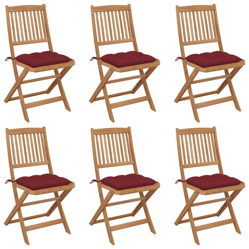 vidaXL Klappbare Gartenstühle 6 Stk. mit Kissen Massivholz Akazie vidaXL Klappbare Gartenstühle 6 Stk. mit Kissen Massivholz Akazie