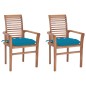 vidaXL Essstühle 2 Stk. mit Hellblauen Kissen Massivholz Teak vidaXL Essstühle 2 Stk. mit Hellblauen Kissen Massivholz Teak