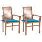 vidaXL Essstühle 2 Stk. mit Blauen Kissen Massivholz Teak vidaXL Essstühle 2 Stk. mit Blauen Kissen Massivholz Teak