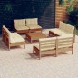 vidaXL 9-tlg. Garten-Lounge-Set mit Creme Kissen Kiefernholz vidaXL 9-tlg. Garten-Lounge-Set mit Creme Kissen Kiefernholz