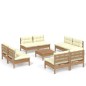 vidaXL 9-tlg. Garten-Lounge-Set mit Creme Kissen Kiefernholz vidaXL 9-tlg. Garten-Lounge-Set mit Creme Kissen Kiefernholz