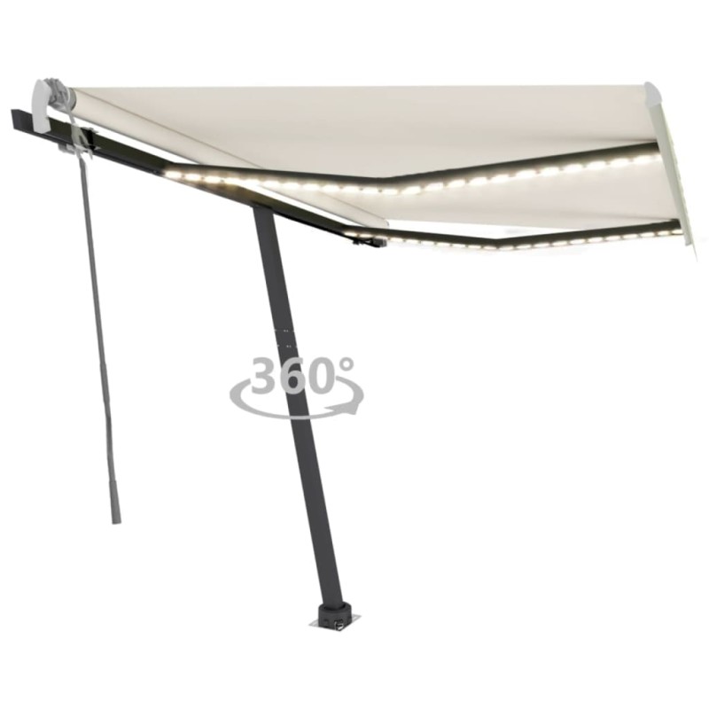 Gelenkarmmarkise Einziehbar mit LED 350x250 cm Creme