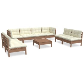 vidaXL 9-tlg. Garten-Lounge-Set mit Kissen Kiefer Massivholz