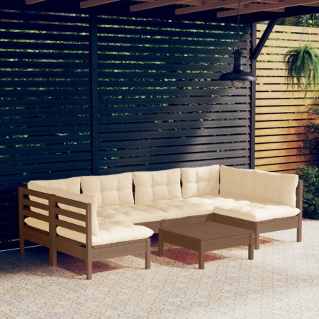 vidaXL 7-tlg. Garten-Lounge-Set mit Kissen Honigbraun Kiefernholz