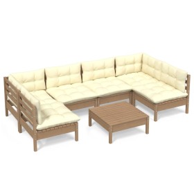 vidaXL 7-tlg. Garten-Lounge-Set mit Kissen Honigbraun Kiefernholz