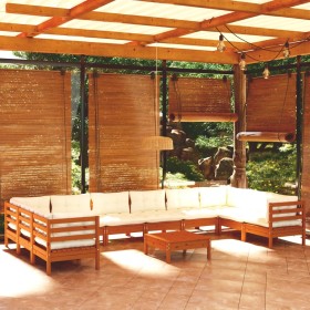 vidaXL 11-tlg. Garten-Lounge-Set mit Kissen Honigbraun Kiefernholz
