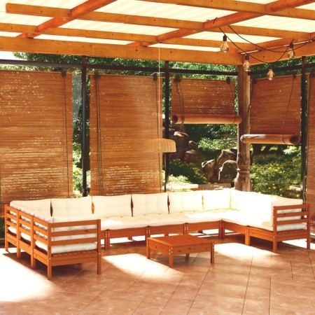 vidaXL 11-tlg. Garten-Lounge-Set mit Kissen Honigbraun Kiefernholz