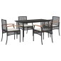 vidaXL 5-tlg. Garten-Essgruppe mit Kissen Schwarz Poly Rattan vidaXL 5-tlg. Garten-Essgruppe mit Kissen Schwarz Poly Rattan