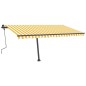 vidaXL Markise Manuell Einziehbar mit LED 450x300 cm Gelb und Weiß vidaXL Markise Manuell Einziehbar mit LED 450x300 cm Gelb und Weiß