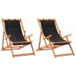 vidaXL Klappbare Strandstühle 2 Stk. Schwarz Stoff vidaXL Klappbare Strandstühle 2 Stk. Schwarz Stoff