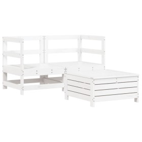 vidaXL 3-tlg. Garten-Sofagarnitur Weiß Massivholz Kiefer