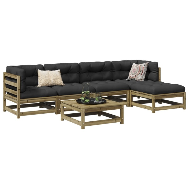 vidaXL 6-tlg. Garten-Sofagarnitur mit Kissen Kiefernholz Imprägniert vidaXL 6-tlg. Garten-Sofagarnitur mit Kissen Kiefernholz Imprägniert