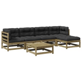 vidaXL 6-tlg. Garten-Sofagarnitur mit Kissen Kiefernholz Imprägniert