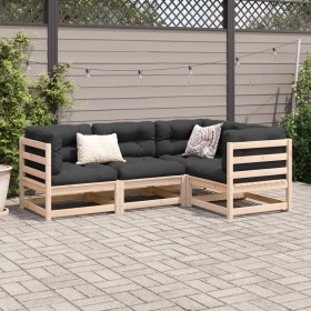 vidaXL 4-tlg. Garten-Sofagarnitur mit Kissen Massivholz Kiefer