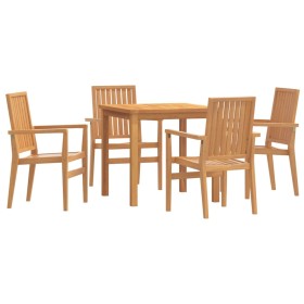vidaXL 5-tlg. Garten-Essgruppe Massivholz Teak